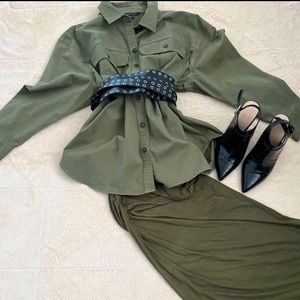 Banana Republic; Military inspired, oversized mid-length, shirt/jacket.